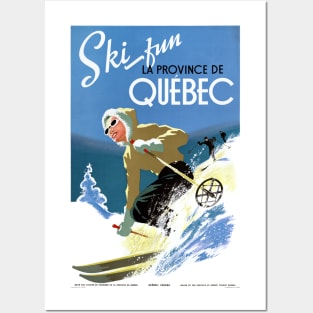 Vintage Travel Poster Canada Ski Fun La Province De Quebec Posters and Art